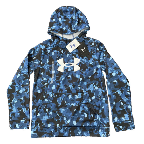NWT Boys Under Armour Big Logo Blue & Black Digital Camo Youth Large~$45 - Picture 1 of 7